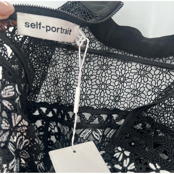 Self-Portrait Antoinette Guipure Mixed Floral Lace Sheer Top Romantic Blouse - Picture 8 of 9